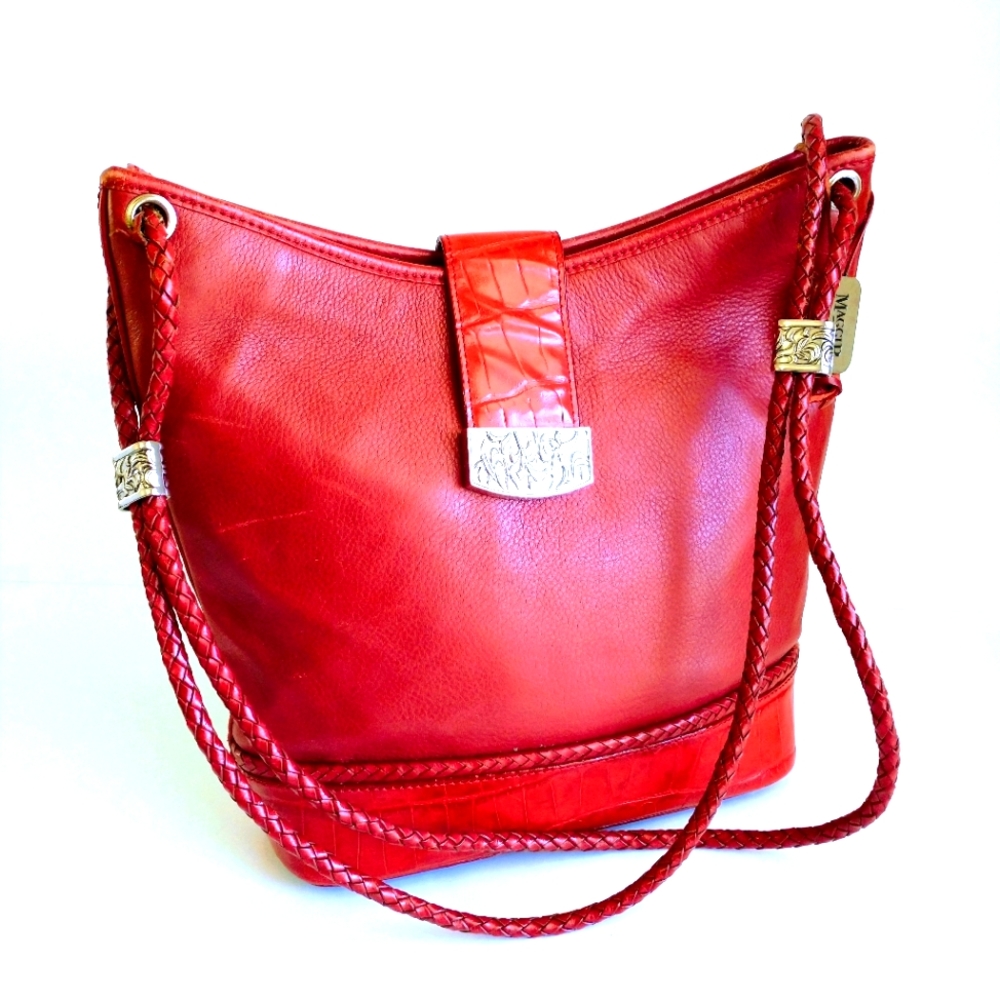 Maggi B Red Leather Women's Shoulder Bag